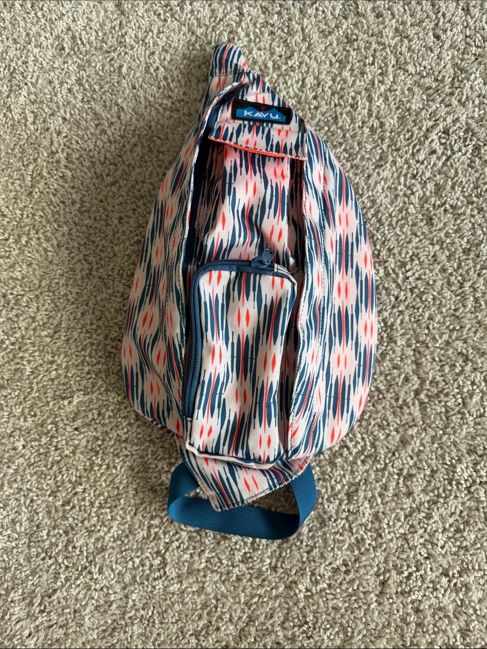 Kavu Coral, Blue, Orange & White Patterned Crossbody Sling